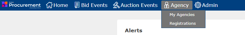 Top navigation bar with the Agency tab highlighted